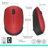 Logitech M171 Wireless Mouse Rouge